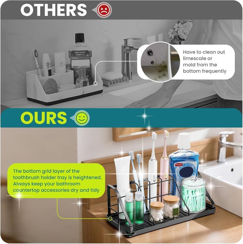 Chintu Toothbrush Holders Set with 2 Pack Qtip Holder Dispenser, Kids Electric Toothbrush and Toothpaste Holder, 7 Slots Tooth Brushing Holder for Bathroom Sink Countertop Organizer and Storage Accessories - Image 5